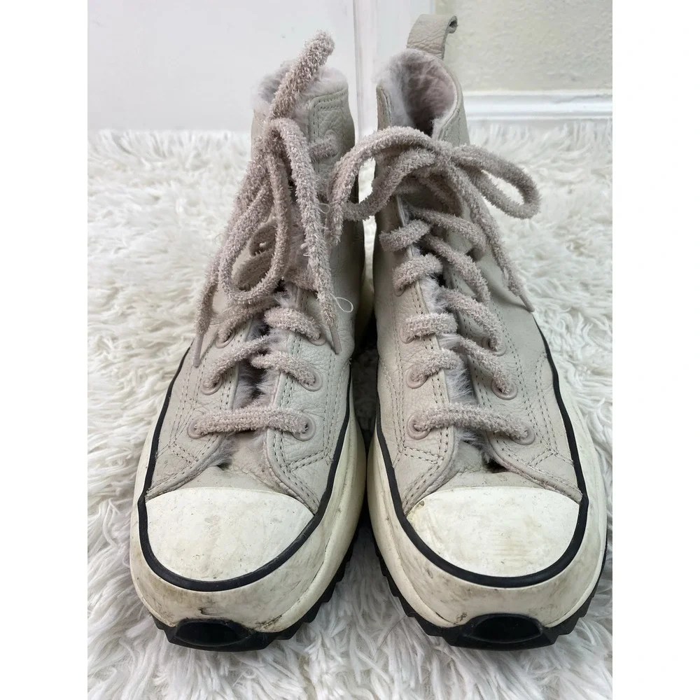 Converse Chuck Taylor Women's 7.5 Pale Gray Leather Block Heel High Tops